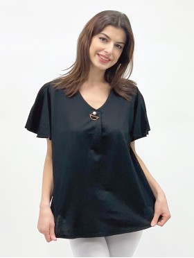 Fashion Blouse W/ Pearl Pin